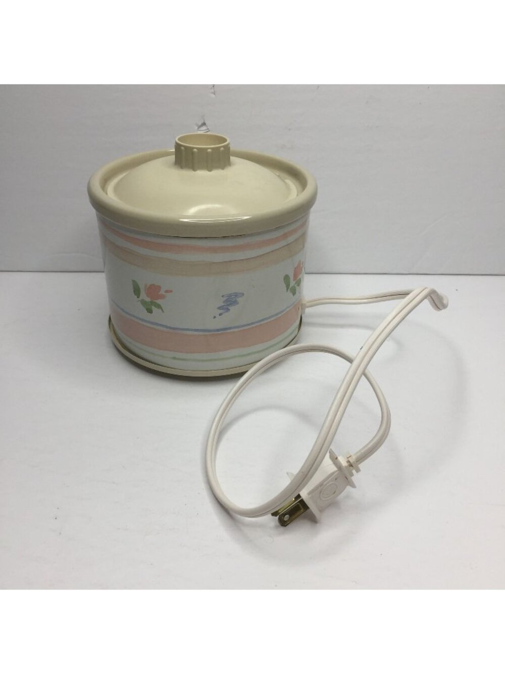 Vintage 90s Rival Little Dipper Electric Stoneware Server Floral Design Lid